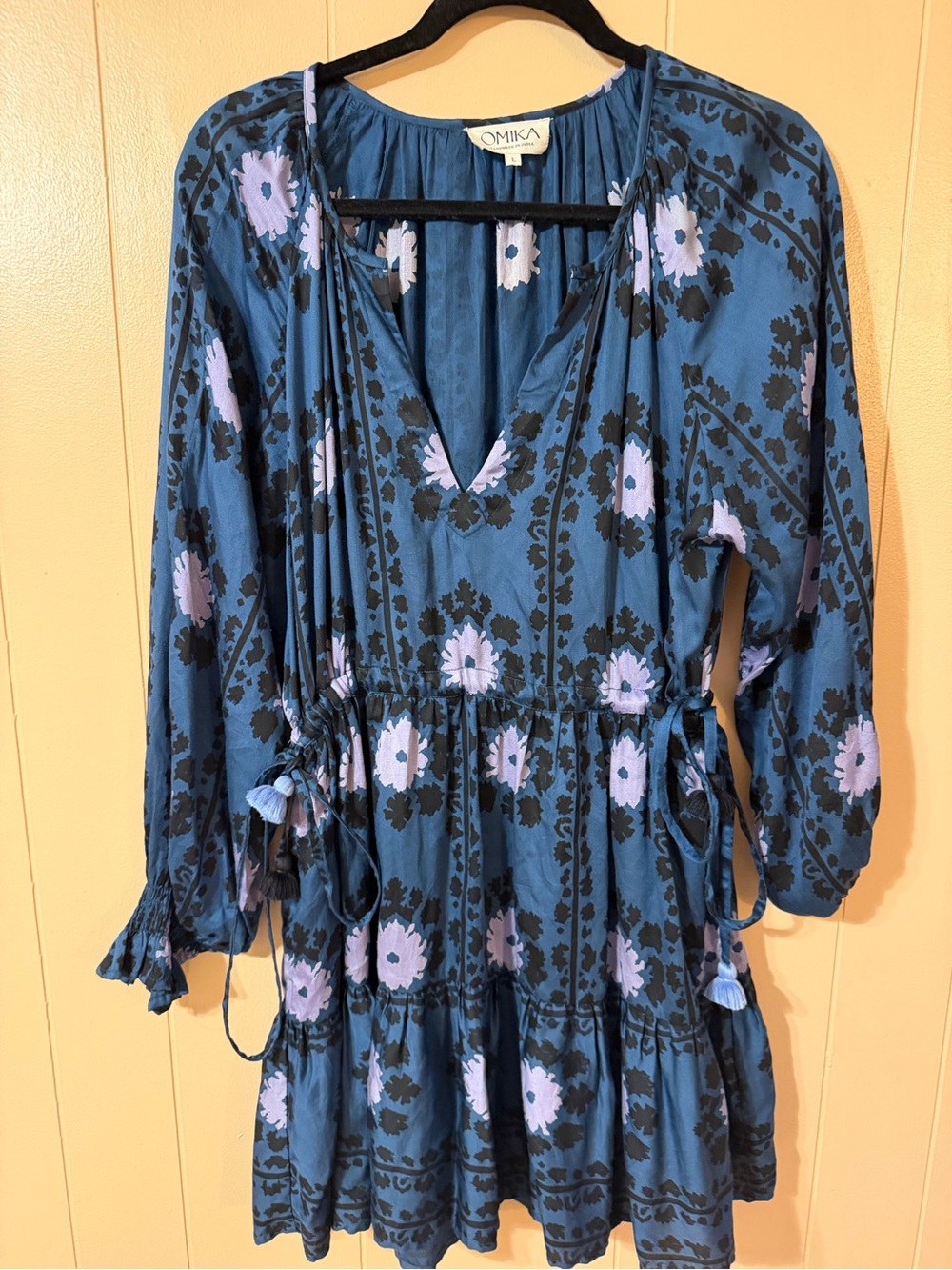 Omika floral long sleeve cinch waist dress